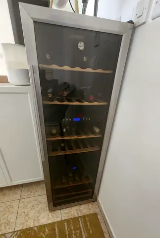 Tall freestanding wine cooler / mini cellar - stainless trim, dual zone