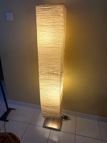Tall Floor Lamp with Rectangular Fabric Shade (ikea ) - Warm Ambient Light