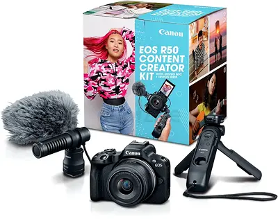 Canon EOS R50 Content Creator Kit with Stereo Mic and Tripod (Like New)