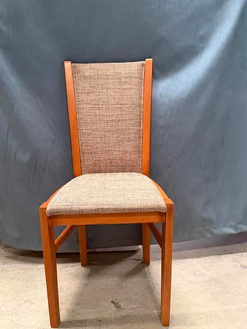 Wooden Dining Chair with Beige Upholstery - Bulk