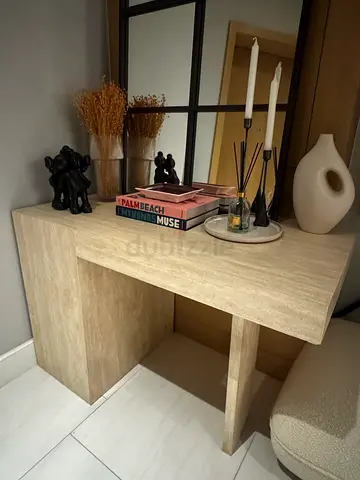 Travertine Console Table / Entryway Table – Solid Minimal Design