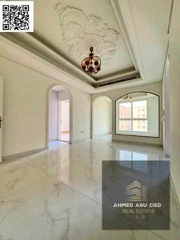 **Elegant brand-new apartment with 2 master bedrooms, equipped kitchen, 2 bathrooms, built-in wardrobes, AC, full maintenance by landlord, near Sheikh