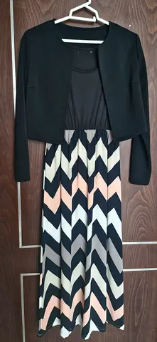 Black Bolero style dress with chevron skirt