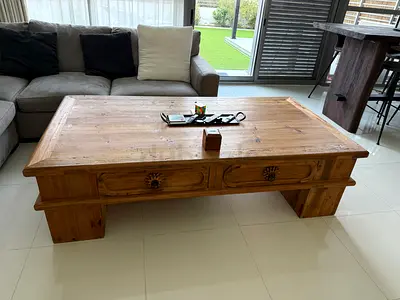 Extra large wooden coffee table