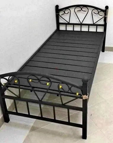 Single Metal Bed Frame with Decorative Headboard and Footboard