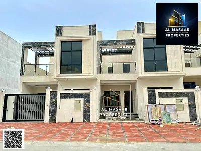 Townhouse villa for sale in Al Yasmin - Modern design, ground floor, first floor and roof with super deluxe finishes, including registration and owner