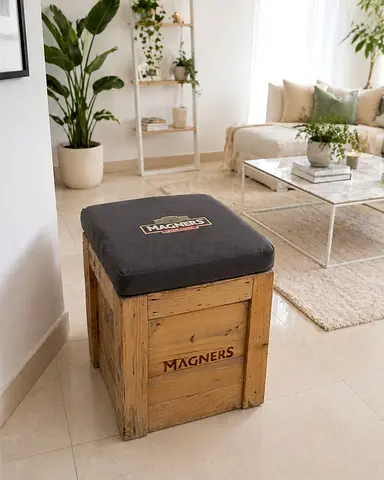 MAGNERS Wooden Stool – Industrial Style