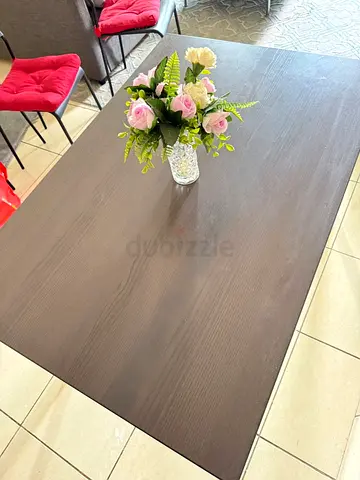 Dark Wood Dining Table - Seats 6, Good Condition