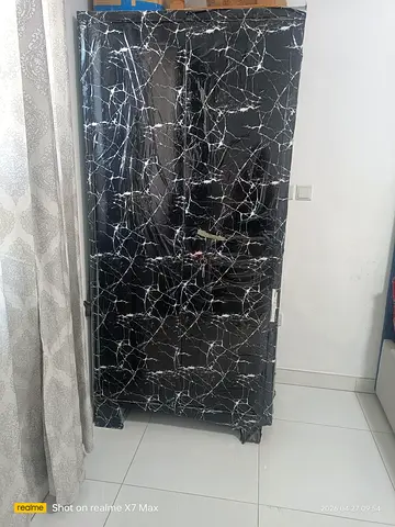 Black Marble-Pattern Wardrobe / Armoire - Good Condition