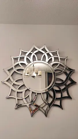 Decorative Sunburst Wall Mirror - Silver Floral Design