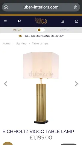 Eichholtz Viggo Brass Table Lamp - Modern Ribbed Base with Fabric Shade x 3 from Bloomingdales