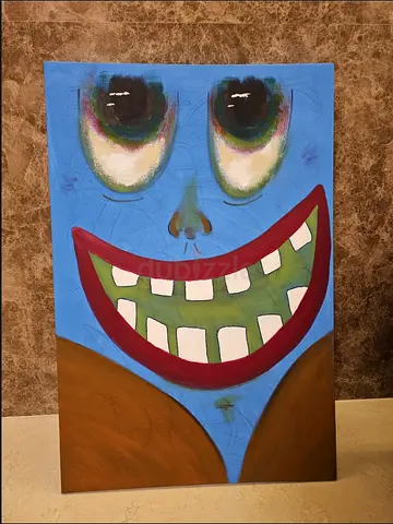 Hand-Painted Surrealist Smile Canvas Painting (Signed) 60X90