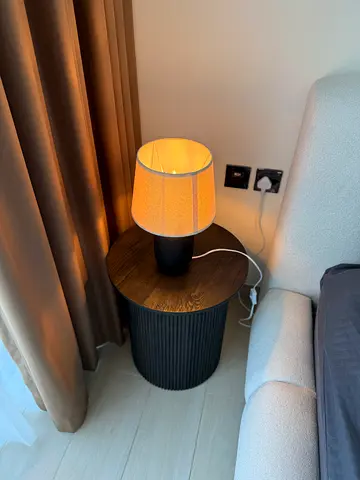 Bedside Wood Table with Lamp