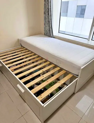 IKEA Brimmness Day bed with 2 storage drawers underneath and with 2 IKEA mattresses