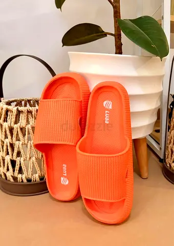 Lightweight Orange Slide Sandals - Size Likely Womens