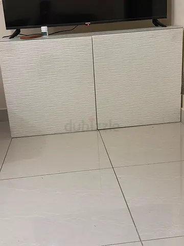 White Textured 2-Door Storage Cabinet / TV Console