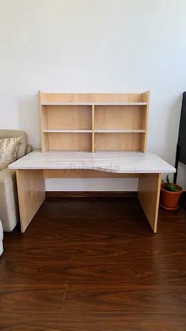 Wooden Study Desk with Hutch - Light Finish