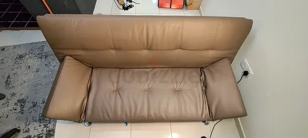 Homecentre Alexis 3-Seater Faux Leather Sofa Bed - Brown (Convertible)