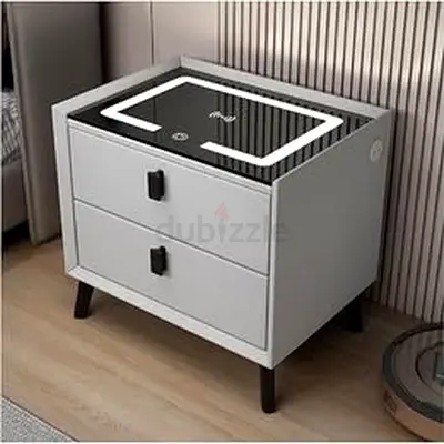 Modern 2-Drawer Bedside Table with Wireless Charging Top