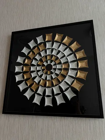 Framed Metallic Spiral Wall Art - Gold  white Decorative Piece