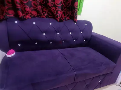 Purple 2-Seater Sofa with Button-Tufted Back