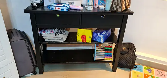 Solid black wooden TV table for sale