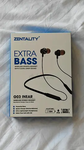 Zentality G03 Extra Bass Wireless In-Ear Neckband Headphones - New/Unopened