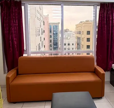 Simple Tan Leatherette 3-Seater Sofa cum bed - Good Condition