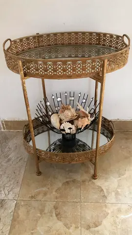 Large Bronze Trays Mirrored with a brass holder, very Elegant, in Excellent Condition.