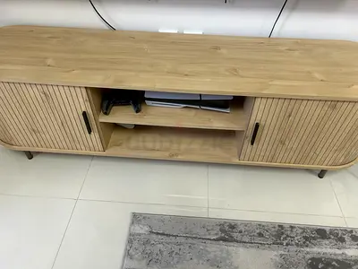 Light Wood TV Entertainment Unit with Sliding Doors