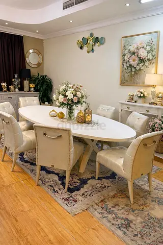 FENDI— Oval Shaped Leather Dining Table With Chairs