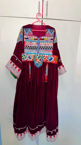 Traditional Embroidered Maroon Afghani/Kuchi Style Dress - Size Approx M, L