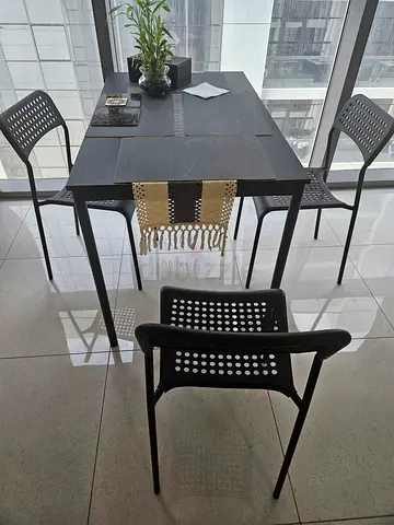 Modern Black Dining Table with 4 Matching Chairs