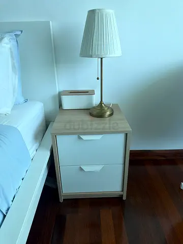 Small bedside nightstand with two drawers and lamp - 150 each set