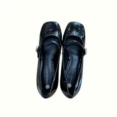 Black Patent Mary Jane Heels with Buckle - Size 36