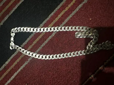 Sterling Silver Cuban Link Chain Necklace - Good Condition