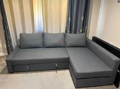 Ikea Gray FRIHETEN L-shaped sofa combed