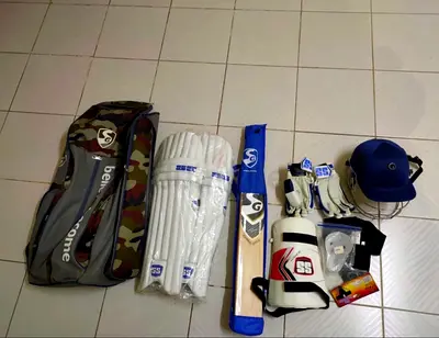 Complete Cricket Kit — Bat, Pads, Gloves, Helmet  Bag
