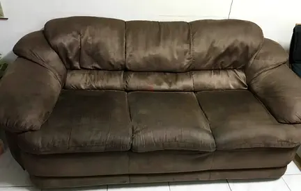 Brown 3-Seater Fabric Sofa - Comfortable, Preowned..............  250 Dhs