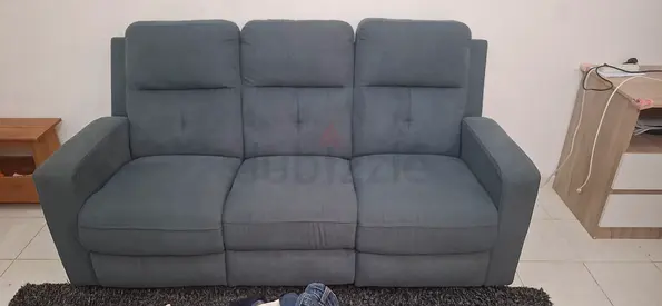 3-Seater recliner Grey Fabric Sofa — Comfortable and Clean