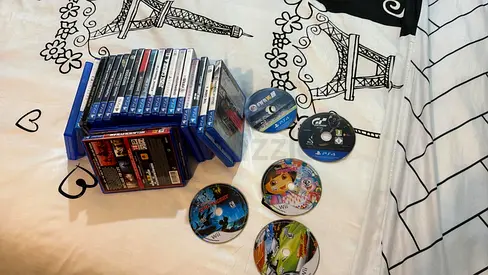 A collection of mostly PS4 games with one PS5 title, including action, racing, and sports adventures