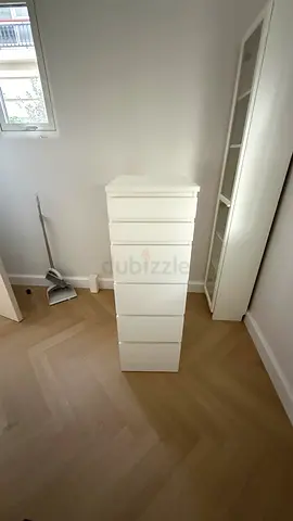 IKEA MALM Tall white 6-drawer narrow chest - compact storage