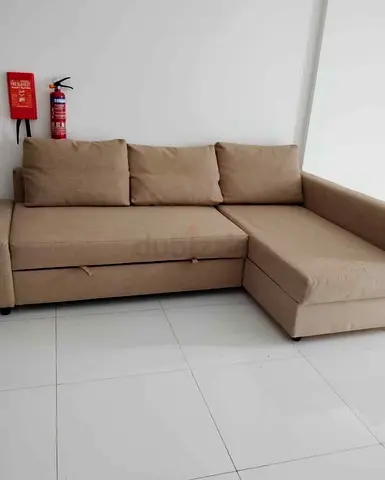 Beige L-shaped Sofa bed with Chaise (Good Condition)