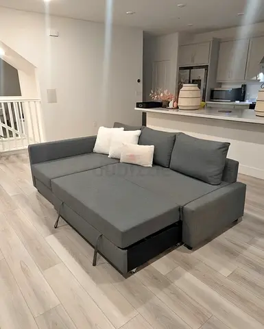 IKEA Gray FRIHETEN L-shaped sofa combed