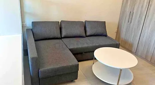 Gray L-shaped Sofa  bed with Storage Chaise - Good Condition