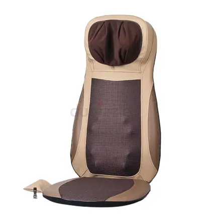 Full-Back Shiatsu Massage Seat Cushion with Heat - Brown/Beige