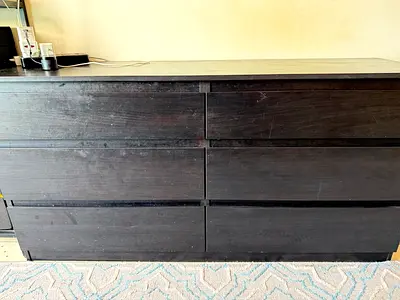 Dark Wood 6-Drawer Dresser - Spacious Storage