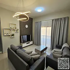 Sea view ✅ Fully furnished one-bedroom apartment for monthly rent in Ajman Corniche - First row 