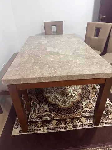 Home Centre Dining Table with 4 chairs and stool
