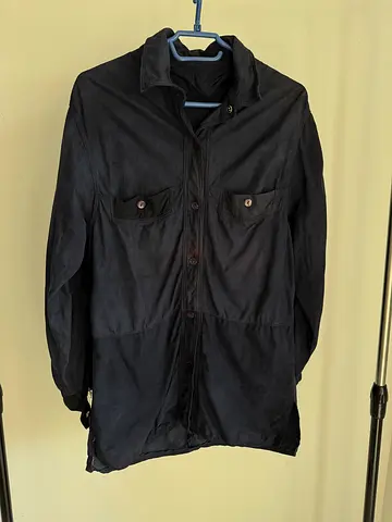 Italian Men Dark Blue Natural Suede Leather Overshirt Size M